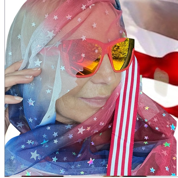 Patriotic Starry Scarf and Ribbon Set - Picture 1 of 6